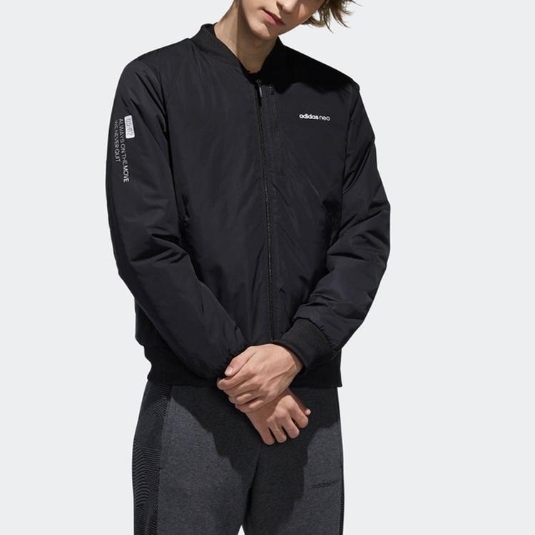 adidas Neo M Pad Bunda Oboustranná Prešívaná Baseballová Bavlnená Bunda Zimná Pánska Bunda Čierna DZ7575