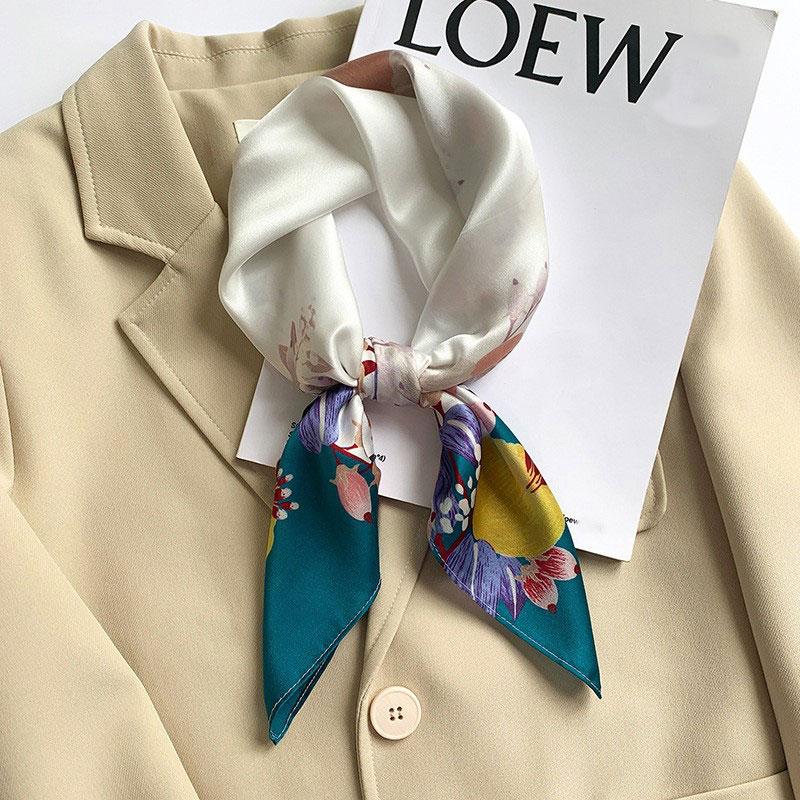 Szalik 100% Jedwab Damski Jedwab Morwowy Luksusowy Wysoka Jakość Kwadratowy Modny Nadruk Chustka do Włosów Chustka na Szyję Szal Damski Zawijki Hidżab Bandana Szaliki