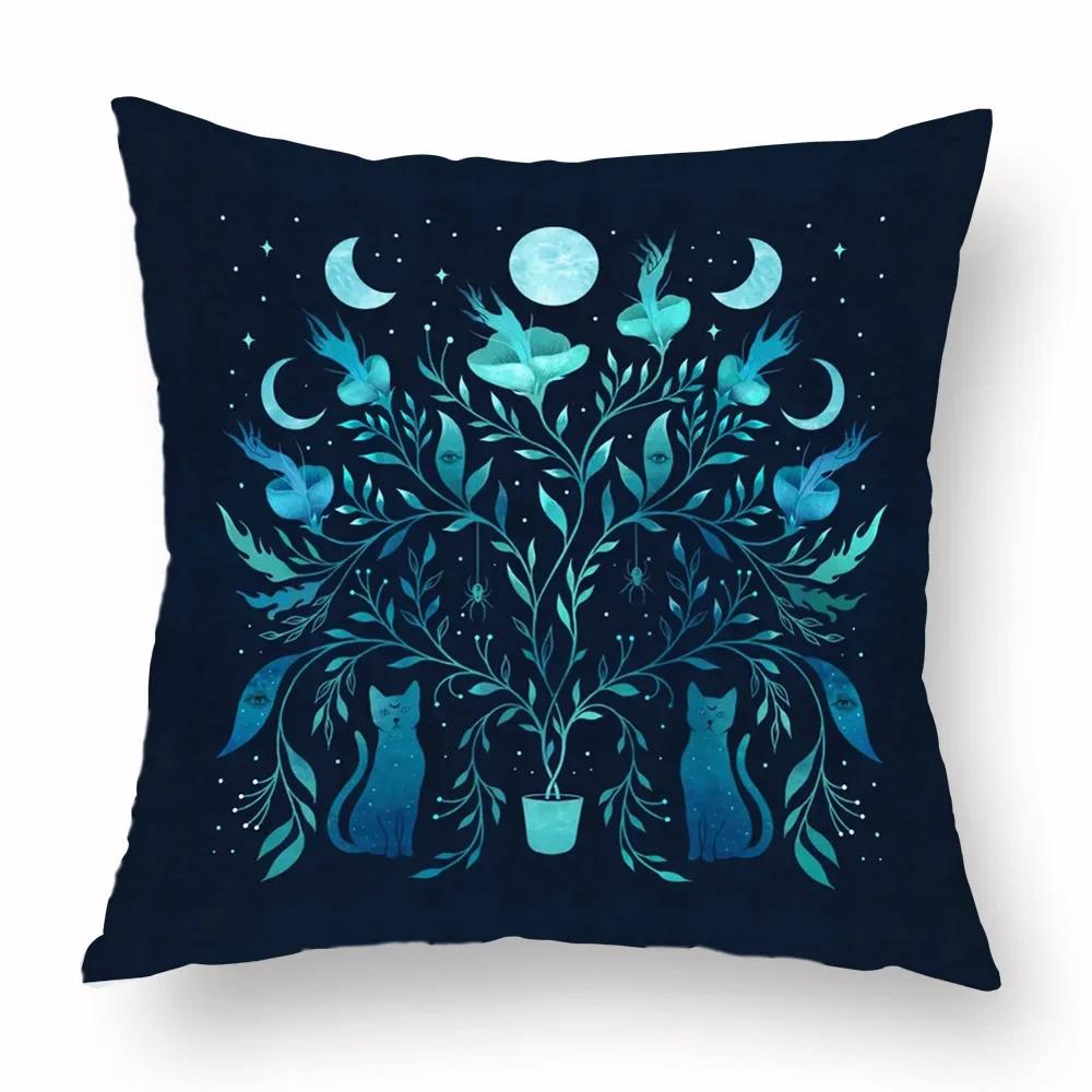 Vikama Moon Phases & Magical Creatures Pillow Covers Pattern Cushion Cover Suitable For Sofa Bedroom Car Pillow Cover Decor