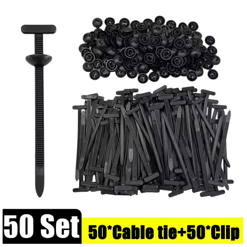 10-50Pcs Universal Nylon Zip Ties Self-locking Plastic Cable Tie Fastening Rings Zipper Wrap Straps With Clips Car Accessories