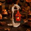 Indoor Halloween Party Accessory Skeleton Arm Lantern, 3D Printed Hand Holding Light Up Lantern Seasonal Window Display Piece with LED Candle for Home