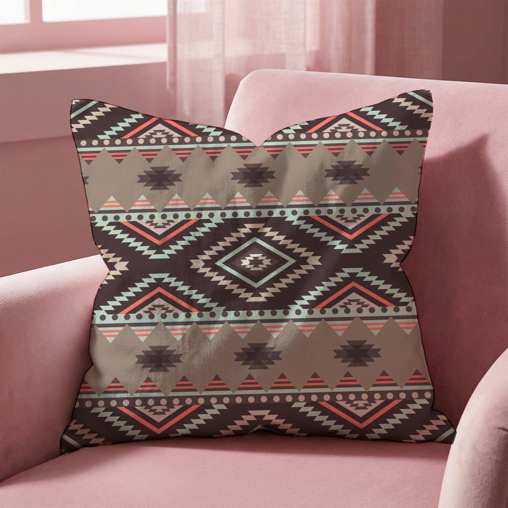 Native Fabric Pattern Cushion Cover Multi-Scene Pillow Cover for Home & Car - Reversible, Soft & Durable for Daily Use