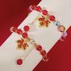 Minimalist Handmade Beaded Tassel Bracelet for Women Exquisite Red Crystal Maple Leaf Pendant Bracelet Friendship Jewelry Gifts
