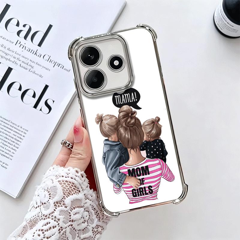 Baby Mom Girls Plating Phone Case For Xiaomi Redmi Note 14 15 Pro Plus 13 12 11 11S 11T 10 9S 9 5G Anti-Fall Airabag Cover