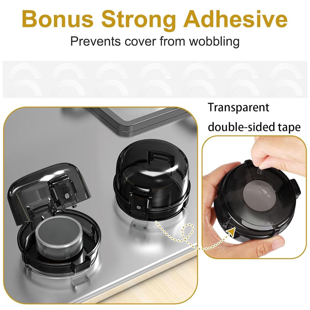 5-Pack Stove Knob Covers for Child Safety - Universal Size Gas Stove Knob Covers with Adhesive, Heat-Resistant Baby Proof Stove Knob Covers, Dual-Key