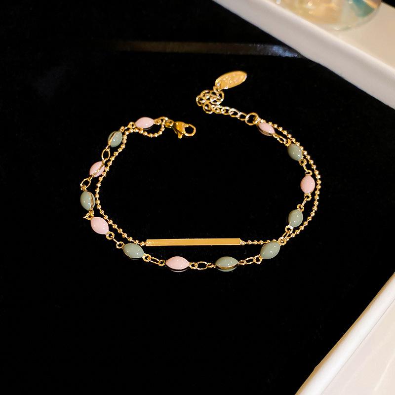 Retro Geometric Double-layer Bracelet Light Luxury High-end Sense Fashion Simple Bracelet Temperament Versatile Jewelry Women