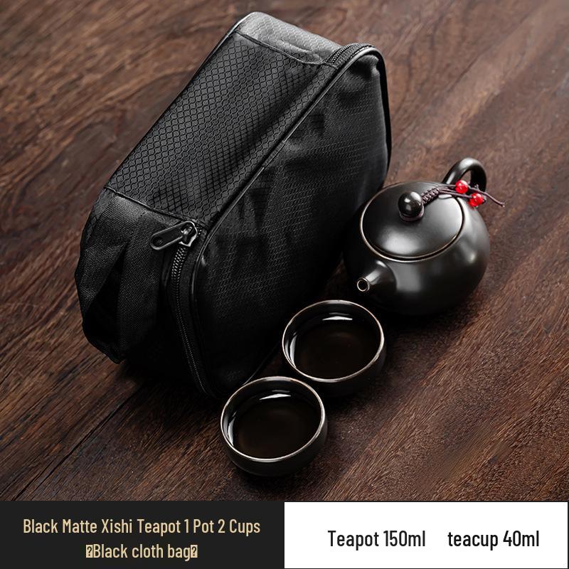 Ding Kiln Travel Tea Set: Ceramic Xi Shi Pot with Two Cups and Four Cups - Creative Gift