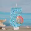 Ocean Mermaid Theme Cake Candles 0-9 Numbers Blue Cake Topper with Sequins Girls Birthday Party Cake Decoration Supplies Boys