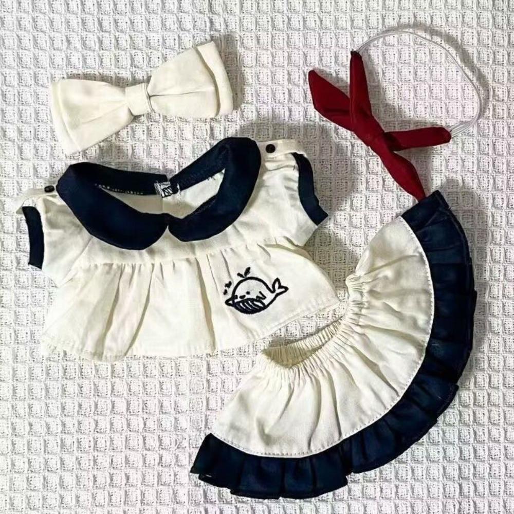 1 set Whale Pattern 20cm Cotton Doll Clothes School Uniform Plush Doll Clothes  20cm Cotton Doll
