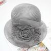Spring new hat women's spring and summer French organza lace flower folding pot hat travel wide brim fisherman