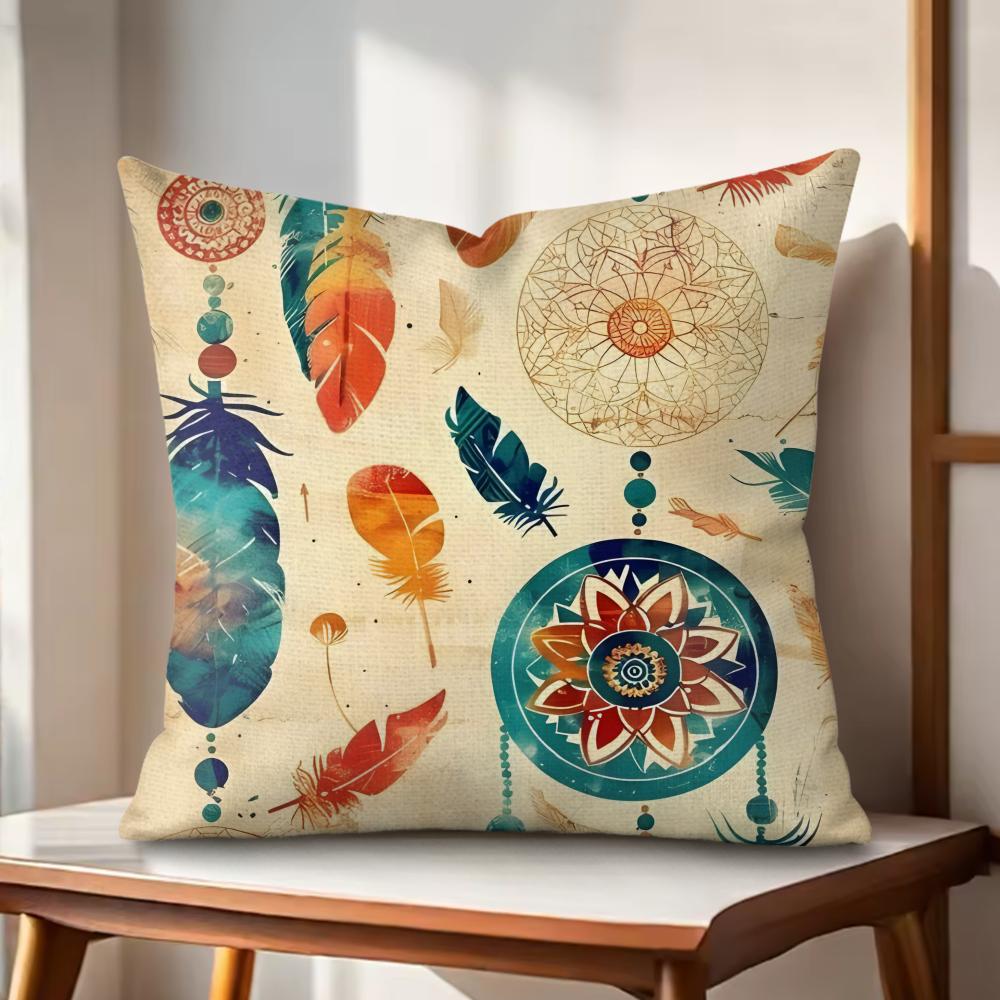 Bohemian Style Cushion Cover Natural Linen Organic Fabric DoubleSided Printing Couch Pillow Covers Home Decor Gift
