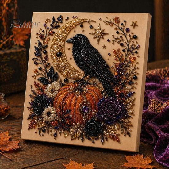 Handmade Holiday Gift Ideas Halloween Faux Pearl Art DIY Kit, Spooky Cute 3D Beads Painting Crafts, Creative Home Decor Projects Gothic Ghost Pumpkin