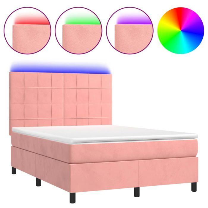 VidaXL Bed Slat Base with Mattress and LEDs, Upholstered Bed, Double Bed, Adult Bedroom Interior Bed, 3136130