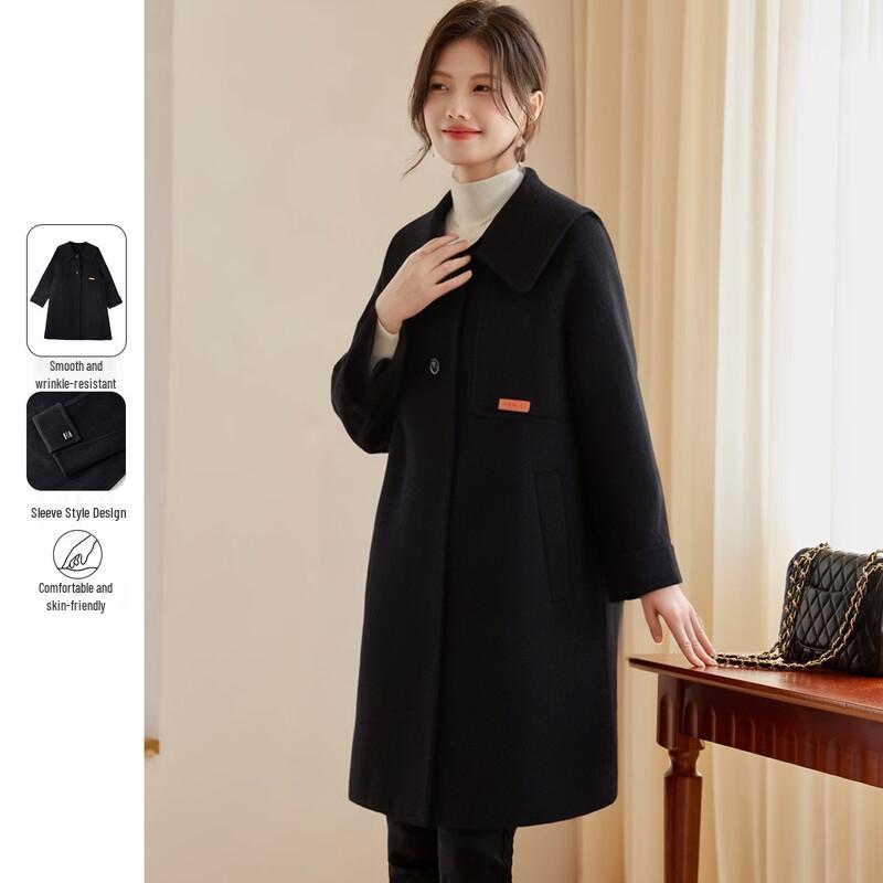 Women s Doll Collar Double-Sided Wool Mid-Length Coat 34
