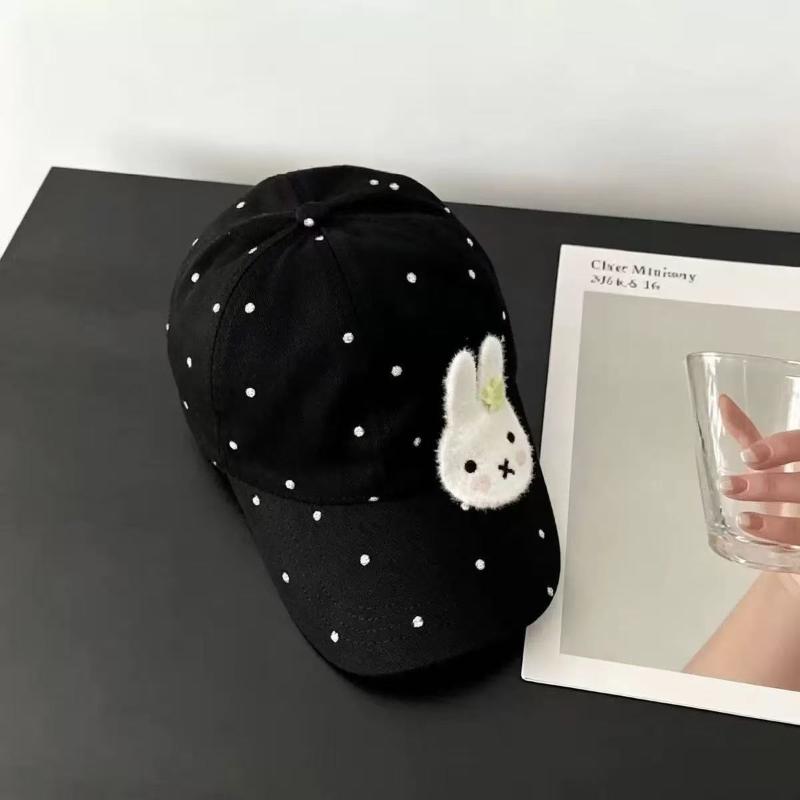 Cartoon Cat Bear Cat'S Ears Baseball Hats New Women Sunshade Polka Dot Versatile Sweet Fashion Niche Peaked Caps
