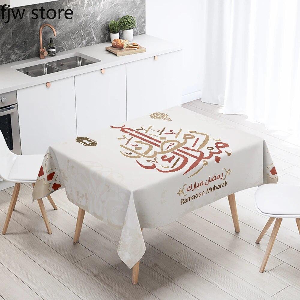 Ramadan Kareem Decorative Tablecloth Islamic Muslim Mosque Ramadan Mubarak Decorative Tablecloth Home Decoration Anti-fouling