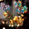 Weihnachten 2D Pferdeornament Acryl Flaches Pferd Hängedekoration Pferde Andenken Weihnachtsbaumschmuck für Pferdeliebhaber Geschenke Festliche Dekoration