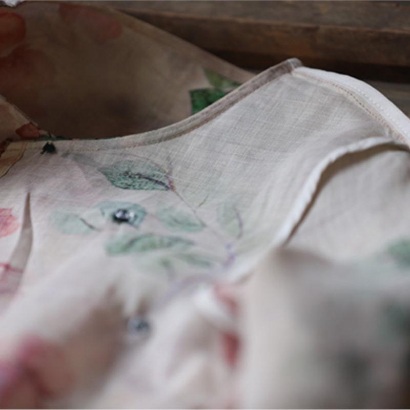 Johnature Dámská jarní móda potisk vintage čínský styl košile osobnostní nika ležérní retro košile