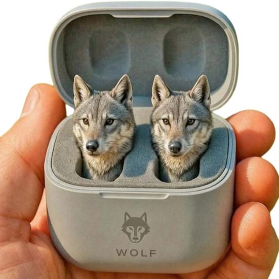 Cute Animal Shaped Bluetooth-compatible Earbuds 3D Frog Eagle Zebra Wolf Lion Animal Wireless Earbuds with Charging Case for Teens Adults