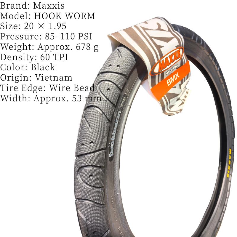 Anvelopă Bicicletă BMX MAXXIS Hookworm 26 X 2.5 cu Talon de Sârmă Clincher pentru Street Park Vert Flatland Mărimi 24 26 27.5 29