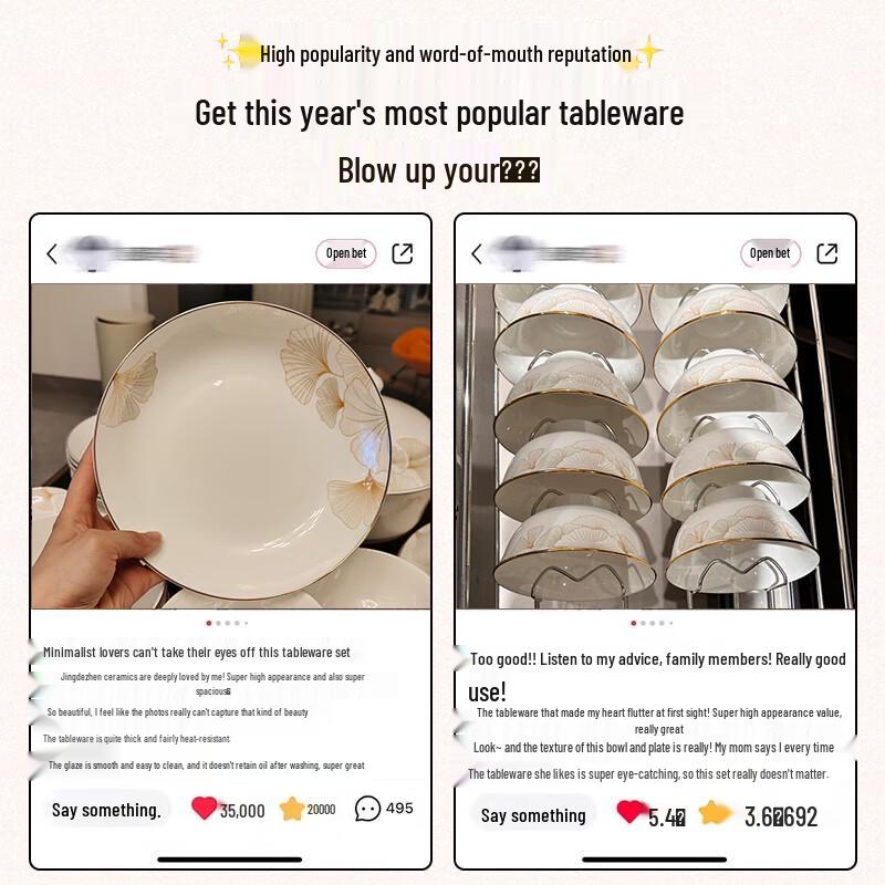 KANGQIN Lehký luxusní keramický jídelní servis