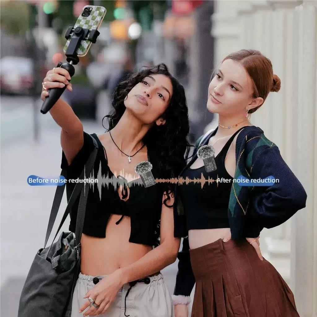 KS08 Wireless Lavalier Lapel Microphone Vlog Mic AI Noise Reduction Audio Recording For iPhone Android PC With Charging Box