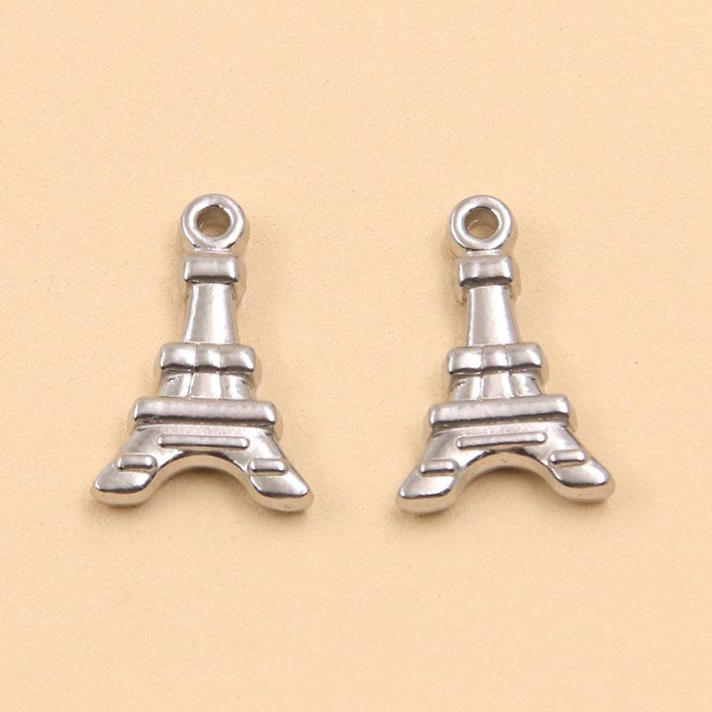 18K Gold Plated Eiffel Tower Pendant: European & American Styles, Stainless Steel, Color-Preserving 1 piece