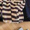 Lazy retro raccoon velvet striped soft waxy polo sweater women's autumn and winter