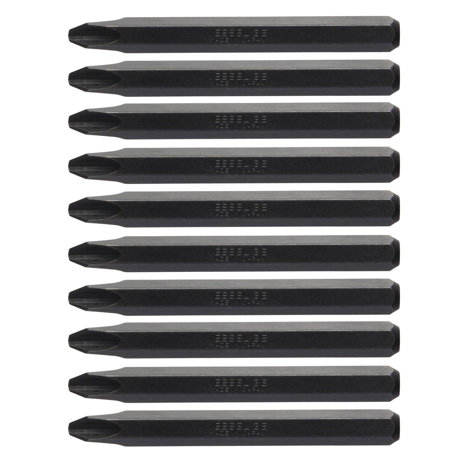 

[Amazon.co.jp Exclusive] VESSEL Impact Driver Bits, Hand Tools, +3 x 80mm, 10-Piece Set, Hardness: E (Low Hardness), C51 ZP