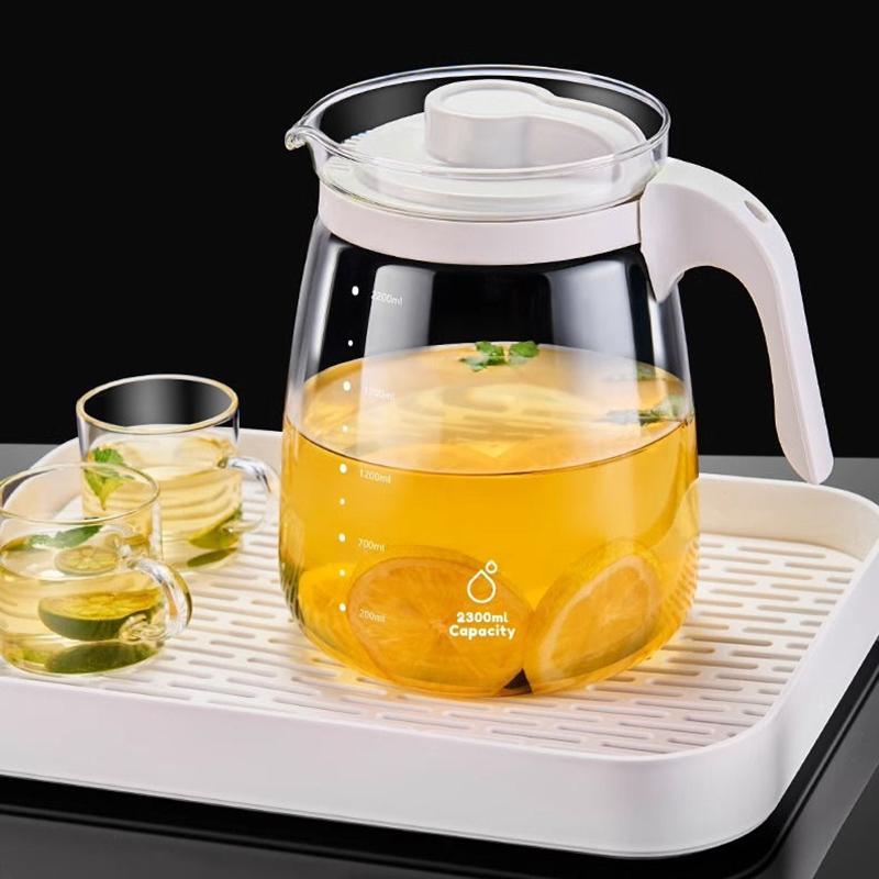 Summer Large Capacity Refrigerator Tea Kettle Tea Separation Cold Kettle Glass High Temperature Flower Teapot Brewing Tea