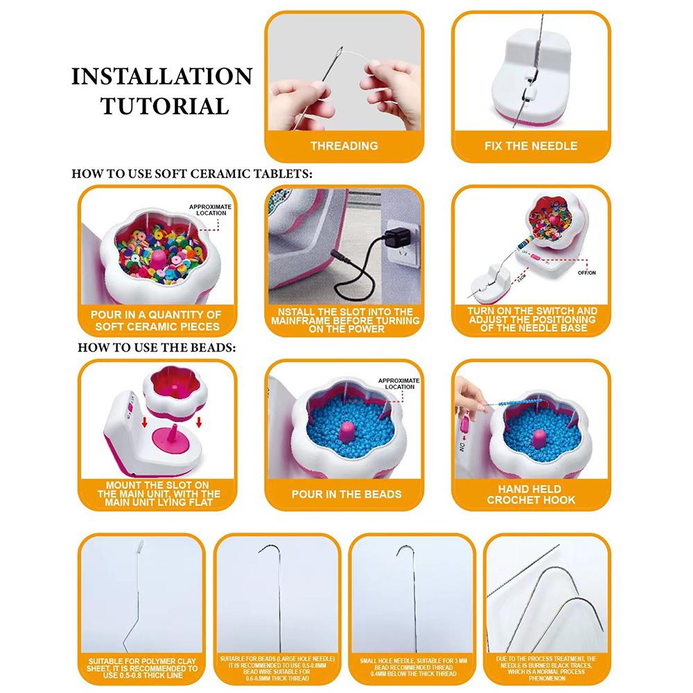 Rychlé elektrické točítko na korálky z polymerové hmoty - sada 48 barev plochých korálků - Výroba šperků, DIY korálky na pas, Náramky, Náhrdelník