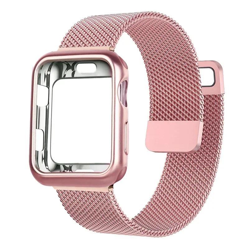 Custodia Milanese+Cinturino per Apple Watch Band 9 8 7 6 SE 5 4 49MM 41mm 40mm 44mm 42mm 38mm Cinturino per Iwatch Serie 9 Correa 45mm
