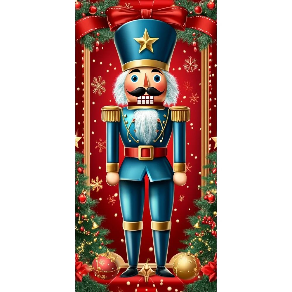 Nutcracker Soldier Door Cover Lining For Christmas Doors Xmas Outdoor Decoration For Front Door Home Christmas Party Supplies