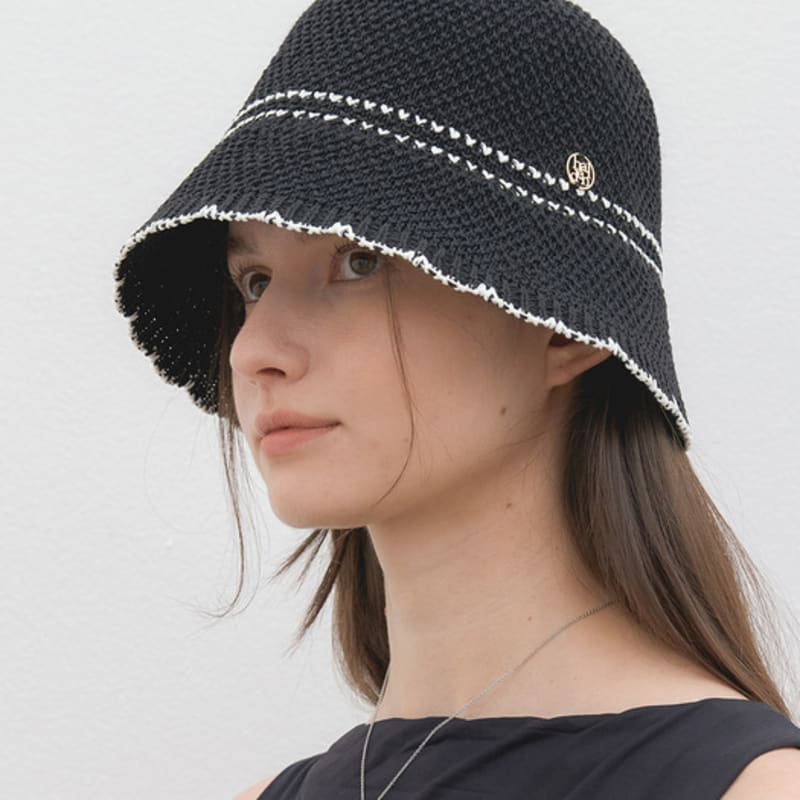 halden two line net bucket hat (C047_black)