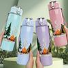1PC Pine Tree Camp Fire 750ml Color Plastic Sports Water Bottle Leakproof Flip Straw Lid Suitable for Sports Office Home Use