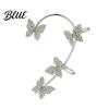 Clip-on Butterfly Earrings 2Pcs Ear Clips Decor Rhinestone
