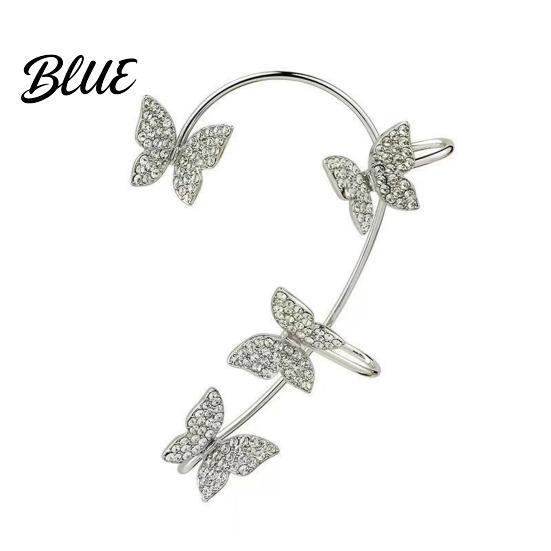 Clip-on Butterfly Earrings 2Pcs Ear Clips Decor Rhinestone