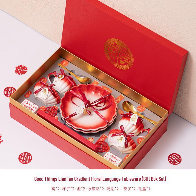 OIMG Ceramic Lotus Gradient Tableware Gift Set