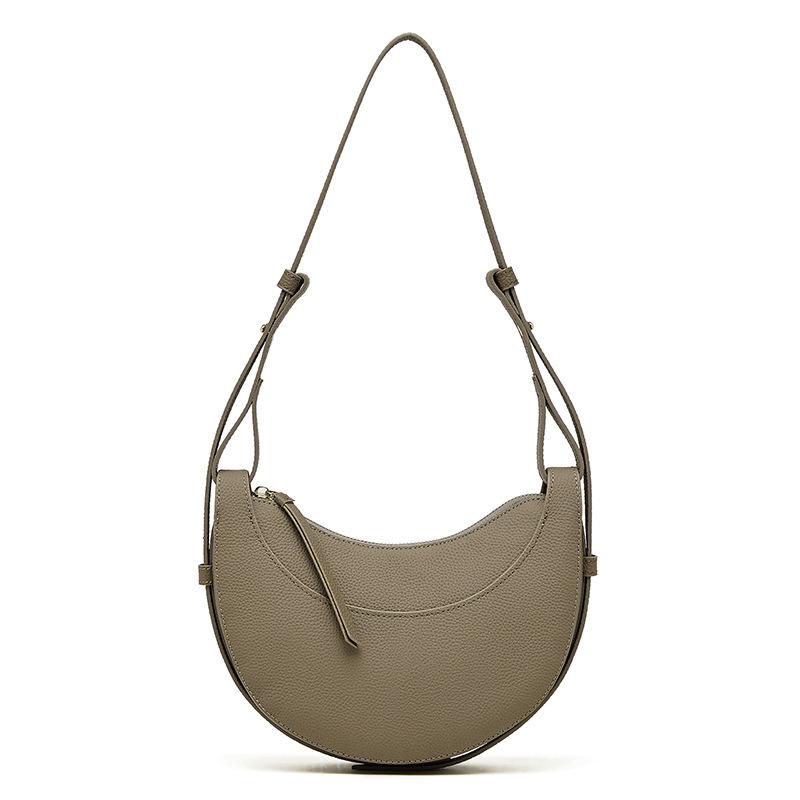 Top-layer Cowhide Niche Design High-quality Crossbody Crescent Bag for Women, 2025 New Model Genuine Leather Underarm Saddle Bag