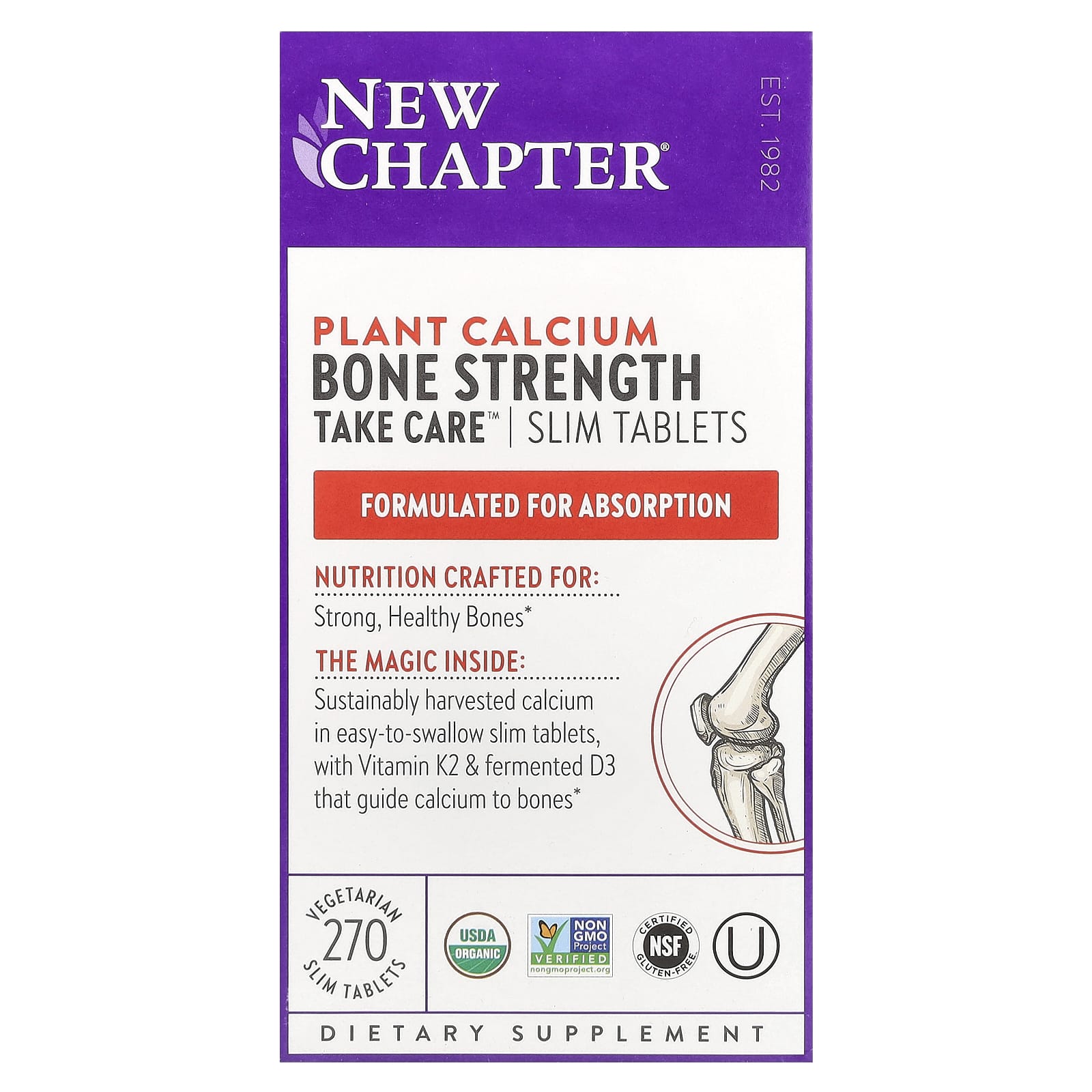 

Plant-Based Calcium, Bone Strength Take Care™, Slim Veggie Tablets, 270 Tablets