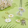 PH PandaHall Set Crochet Daisy Car Accessories Cotton Flower Keychain Rearview Mirror Charm Car Interior Decoration Bag Pendant Gift Set 4-Piece