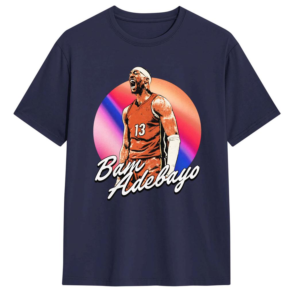 Bam Adebayo TShirt for Men Novelty Pure Cotton Tee Shirt Round Collar Short Sleeve T Shirts Birthday Present Tops