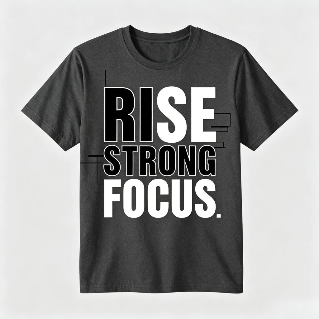 Unisex 100 Cotton Tshirt Rise Strong Focus Bold Contrast Letter Motivational Slogan Print Oversize Casual Short Sleeve Tee