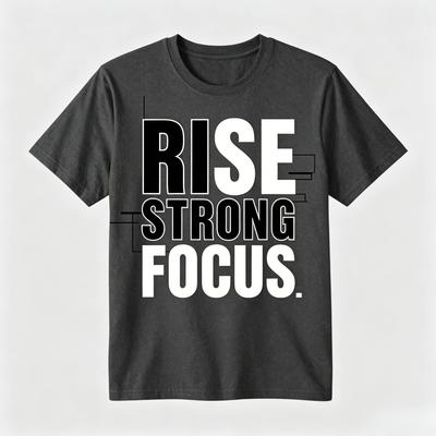 Unisex 100 Cotton Tshirt Rise Strong Focus Bold Contrast Letter Motivational Slogan Print Oversize Casual Short Sleeve Tee