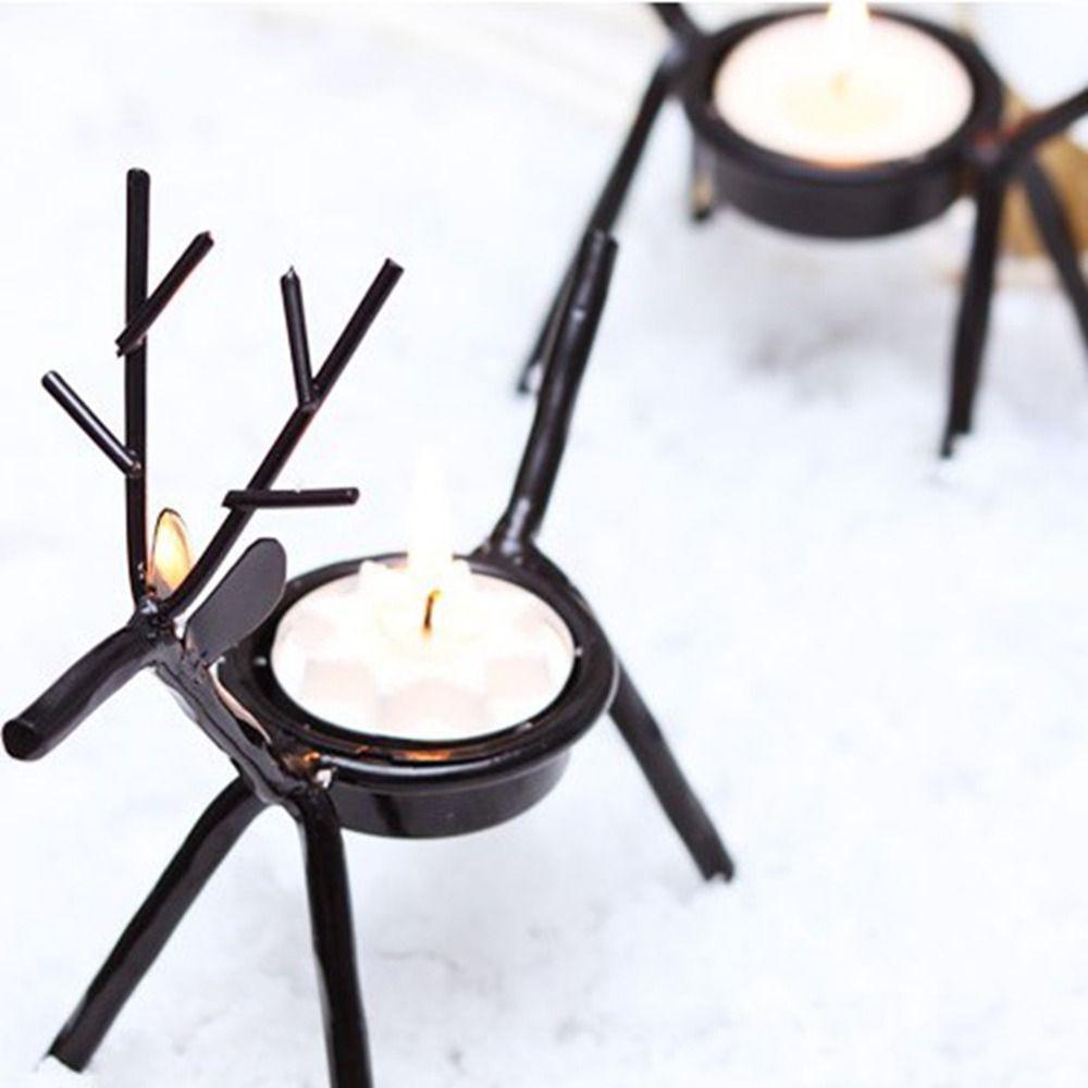 Durable Reindeer Elk Candlestick Stand Rust-Proof European-style Christmas Candle Holder Iron Deer Candle Pillar Home Decor