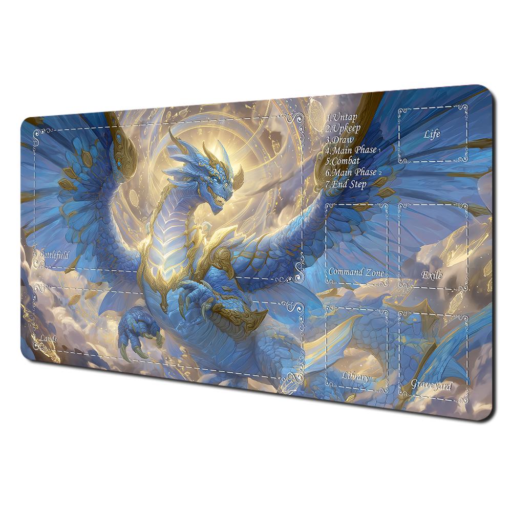 Purple Rose Galaxy Dragon MTG Playmat AntiSlip Stain Resistant Fantasy Gaming Desk Mat for TCG Players