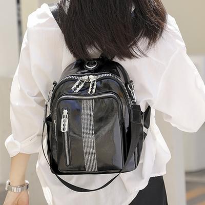 Mochila para Mujer Nueva Preferida Moda Mochila Edición Coreana Edición Coreana Lujo Ligero con Diamantes Brillantes Cuero Versátil Mochila Pequeña