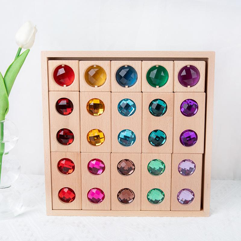 Rainbow Translucent Gemstone Building Blocks Large Particle Cube Building Baby Early Education Toys