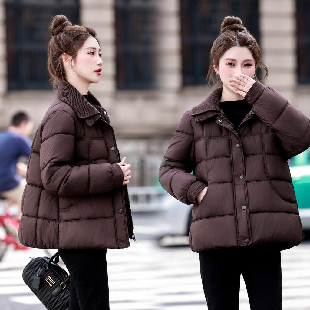 Winter new women's fashion classic thin cotton-padded jacket thickened warm splicing wool collar short down cotton-padded jacket