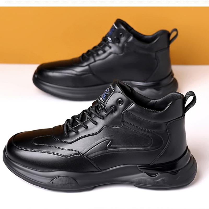 Fashion Fashion Cow Leather Velvet Warm Platform Sneakers for Men Autumn Winter Soft-soled Casual New Designer Ankle Boots Shoes Male